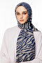Riad Pattern Double-Sided Shawl Navy Blue-Beige - 3
