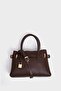 Brown Women's Mini Lock Detailed Hand and Shoulder Bag - 6