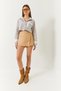 Women's Camel Hidden Zipper Detailed Shiny Covered Shorts Skirt 8399 60261431 - 5