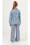 Girls' Denim Jacket with Button Closure Cover Pockets - 3