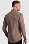 Slim Fit Long Sleeve Cotton Easy Iron Men's Brown Shirt - 4