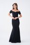 New Season Crepe Fabric Sweetheart Neck Off Shoulder Detailed Women's Maxi Evening Dress with Tail 582988