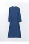 Lcwaikiki Classic Blue Prevailing Collar Women's Shirt Dress - 6