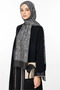 Henna Pattern Double Sided Shawl Black-Black - 2