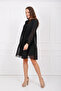 Halter Neck Long Sleeve Chiffon Lined Dress Elb32766 Black - 2