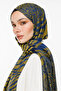 Riad Pattern Double Sided Shawl Navy Blue-Oil Green - 3