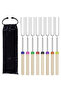 LMETJMA 8 pcs Barbecue Skewers Extendable Marshmallow Roasting Sticks Stainless Steel BBQ Telesco... - 8