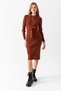 Women's Tan Polo Collar Ribbed Dress 7080 - 3