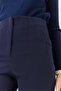 Women's Navy Blue High Waist Carrot Pants with Pockets 60261420 - 4