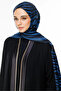 Riad Pattern Double-Sided Shawl Black-Indigo - 2