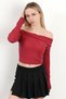 Women's Madonna Collar Long Sleeve Wrap Blouse Burgundy - Ms 0000589 - 5