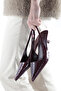 Women's Burgundy Croco Patterned Elastic Detail Heel Shoes - 2