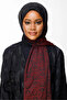 Nora Pattern Double Sided Shawl Black-Claret Red