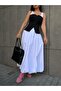 Women's White Elastic Long Lined Balloon Skirt 29004 - 3