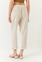 Women's Ecru Linen Elastic Waist Tie-Up Leg Detail Pocketed Carrot Cut Trousers 3875 60261419 - 6