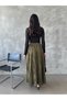 Wrinkled Waist Elastic Long Loose Hem Full Flared - 3