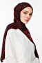 Riad Pattern Double Sided Shawl Black-Claret Red - 3