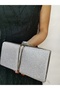 Women's Big Silver Evening Dress Clutch Night Chain Wedding Bag - 2