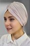 Women's Luxury Sandy Fabric Tied Pleated Hijab Bonnet - 7
