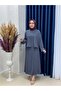 Uludag Suit with Dilba Sleeves and Drawstring Skirt-Ek-H-110-2 Navy