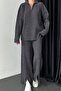 Zipper Detail Knitwear Sweater Trousers Double Set - 3