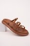 Women's Tan Skin 3 Buckle Orthopedic Sole Slippers - 2