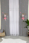 Girl Sitting on the Moon Gray Background Curtain 87