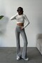 Gray Flared Leg Trousers
