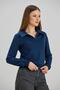 Kadın Gömlek Yakalı İki İplik Basic İndigo Renk Basic Sweatshirt - 6