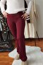 Burgundy Stretchy Shaping / Sculpting Leggings Pants Fleece-Lined - 2