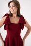 Stretchy Crepe Fabric Strapless Neckline Lacing Strap Detail Flared Cutout Short Burgundy Evening Dress 2030 - 3