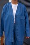 Navy Blue Large Pocket Detailed Front Buttoned Denim Shirt