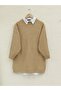 Knitted tunic with diamond pattern - tan