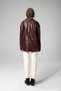 Wm019 Oversized Biker Genuine Leather Women's Coat Burgundy - 3