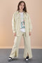 Yellow Girl's Floral Printed Shirt and Jogger Pants 3 Piece Set 20474 - 5