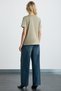 Alıne Women's 100% Organic Cotton Deep V-Neck Comfort Fit Beige T-Shirt - 5