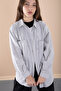 Gray Girls' Cropped Stone-Embellished Shirt and Trousers 3-Piece Set 20469 - 3