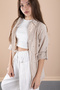 Beige Girls' Cropped Embellished Shirt and Pants 3-Piece Set 20467 - 5