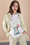 Yellow Girl's Floral Printed Shirt and Jogger Pants 3 Piece Set 20474 - 2