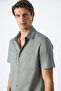 Melos Men's Short Sleeve Pocket Snap Fastener Relaxed Fit Green Shirt - 4