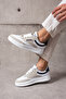 907 White Lace-Up Cream Detail White Sole Comfortable Men's Sneakers - 4