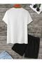 Men's White Smiley X Printed Short Tshirt Set - 2