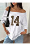 Women's Boat Neck 14 Printed Oversize 100% Cotton T-Shirt