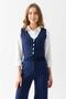 Vest, Pants, Top, Knitwear Set 12411 Navy Blue - 3