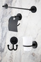 Black Long Towel Holder/Tissue Roll Holder/Bathrobe Hanger/Toothbrush Holder 4-Piece Bathroom Accessory Set