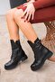 Pamela Buckle Women's Genuine Leather Boots Black - 2