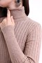 Turtleneck Ribbed Knitwear Sweater Knitwear Blouse 2017 Beige - 4