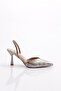 Women's Closed Front Pointed Toe Heeled Shoes Tan Snake 818421085