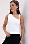 Women's Ecru Half V Knitwear Tank Top 1512 - 3