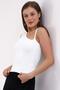 Women's Ecru Half V Knitwear Tank Top 1512 - 4
